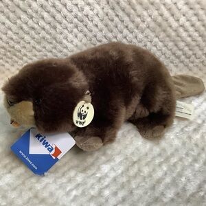 WWF KIWA Brown Plush Beaver Stuffed Animal Bon Ton Toy with Tags